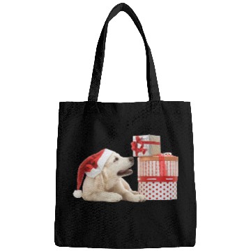 Discover Labrador Lab Dog Santa Hat Christmas Yellow Lab Bags