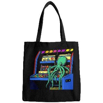 Discover Octopuss Lover sitting on video game Vending Machine gatcha arcade Bags