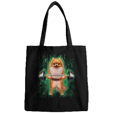 Discover Dog Pomeranian Tan Pomeranian Dog Weightlifting in Cyber Fitness Gym Bags