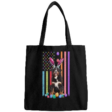 Discover Easter Day American Eggs Flag Bernese Mountain Dog Funny Bags