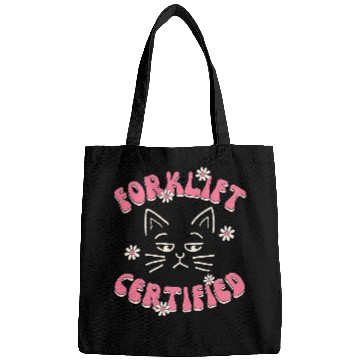 Discover Cute Forklift Certified Cat Funny Forklift Operator Retro Bags