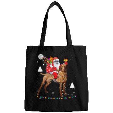 Discover Dog Vizsla Christmas Santa Claus Riding Vizsla Dog Lights xmass Holiday Bags