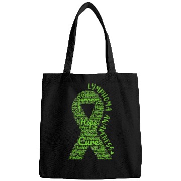 Discover Lymphoma Awareness Lime Green Ribbon With Positive Words Bags