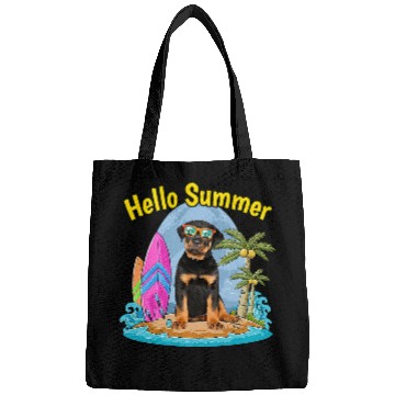 Discover Dog Rottweiler Hello Summer Dog Lover Vacation Bags