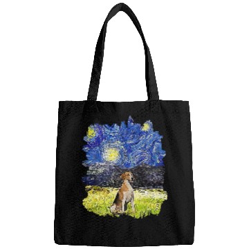 Discover Starry Night Impressionist Dog Art English Foxhound Bags
