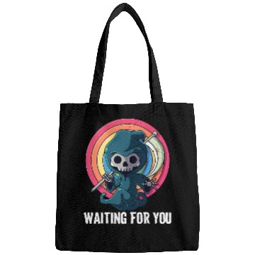 Discover Waiting For You Grim Reaper Funny Pun Scary 126 Bags