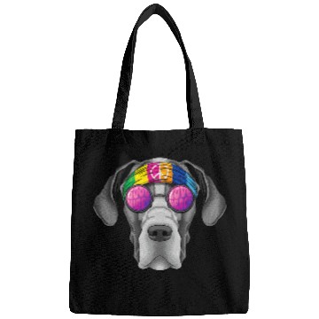 Discover Hippie Great Dane Love Peace Sign 70s Hippie Dog Bags