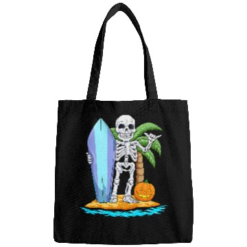 Discover Skeletons Skulls Surfing Halloween Jack O Lantern Pumpkin Surfer Skull Bags