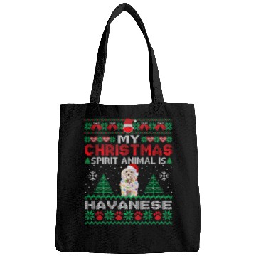 Discover Dog Havanese My Christmas Spirit Animal Is Havanese Dog Ugly Sweater Bags