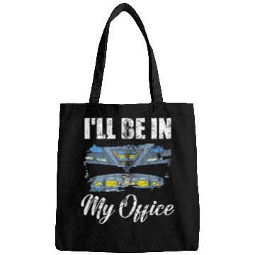 Discover Ill Be In My Office Airline Captain Funny Airplane Pilot Bags