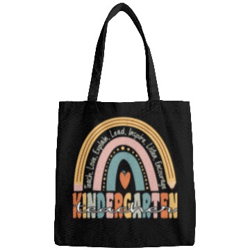 Discover Kindergarten Teacher Groovy Retro Teacher Rainbow Bags