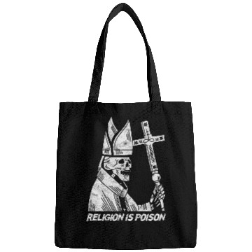 Discover Religion Is Poison Pope Gothic Horror Satan Edgy Bags
