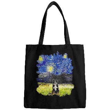 Discover Starry Night Impressionist Dog Art Bernese Mountain Bags
