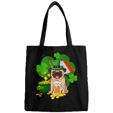 Discover Pug Lover Drinking Beer St Patricks Day Ireland Flag Drinking Pugs Dog Bags