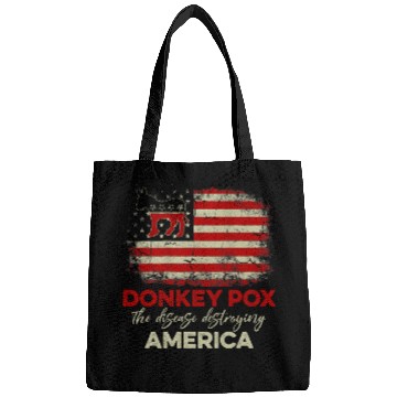 Discover donkey pox  us flag  disease destroying america flag Bags