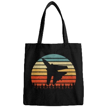 Discover Pilot Fighter Jet Retro Sunset Bags
