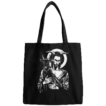 Discover Goats Lover Satanic Jesus Holding A Black Satanic Goat Bags