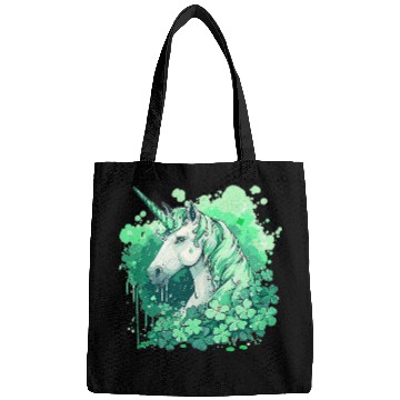 Discover Fantasy Green Clovers Unicorns Design For St Patricks Day Bags