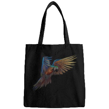 Discover Blue Yellow Macaw Flight Hand Drawn Style Bags