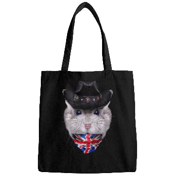 Discover Grey Dwarf Hamster in Cowboy Hat and Union Jack Bandana Bags