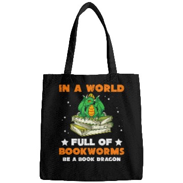 Discover Funny Bookworm Mythical Creature Cute Book Dragon Reading Bags