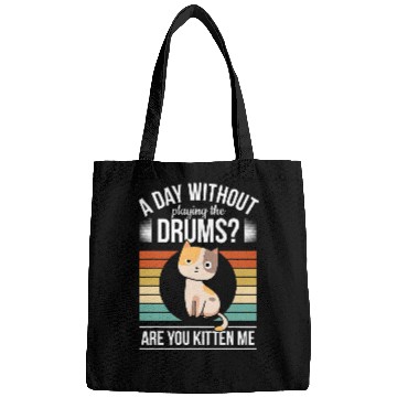 Discover Funny Drummer Cat Drums Percussion I Kitten Me Bags