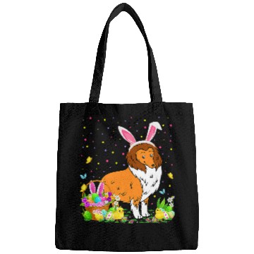 Discover Easter Collie Dog Bunny Egg Hunting Collie Easter Sunday Bags