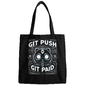 Discover Git Push Git Paid Panda Funny Graphic Tees Bags