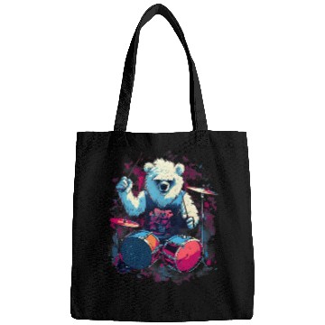 Discover Funny Drummer Rocker Drumming Polar Bear Drummer Bags