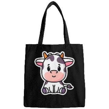 Discover Cow Lover Cute Content Cow Sitting Patiently Bags
