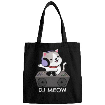 Discover Funny Techno Rave Cat Hause Music DJ MEOW Cat Deejay Kitty Bags