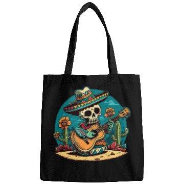 Discover Funny Guitar Cinco De Mayo Sombrero Hat Guitar Flowers Cactus Skull Bags