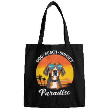 Discover Cute Beagle Dog Beach Sunset Paradise Bags