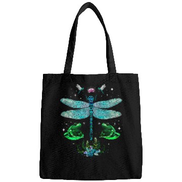 Discover Gothic Dragonfly and Frogs on the Pond with Crystals Toad Bags