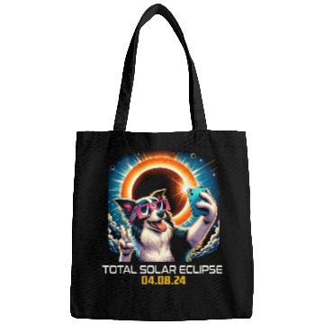 Discover Border Collie Pet Selfie Solar Eclipse Bags
