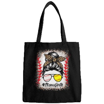 Discover Sport Baseball Bleached Mom of Both Baseball Mom Leopard Messy Bun Player Bags