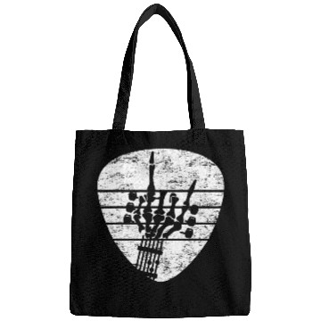 Discover Funny Guitar Rock Roll Skeletons Guitar vintages Music Lover Retro Skull Bags
