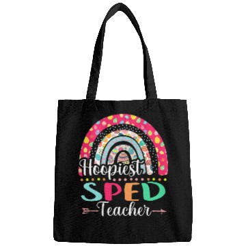 Discover Hoopiest SPED Teacher Polka Dot Boho Rainbow Happy Easter Bags