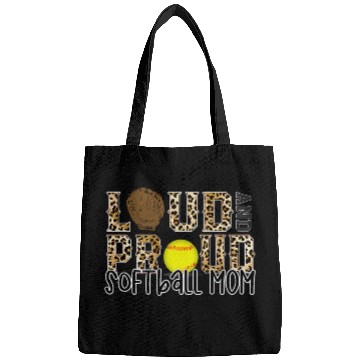 Discover Softball Gift Loud Proud Mom Softball Leopard Print Cheetah Pattern Bags