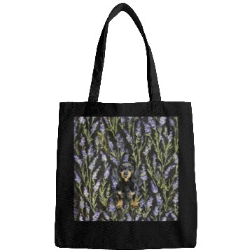Discover Dachshund Pet Purple Lavender vintages Plant Pattern Bags
