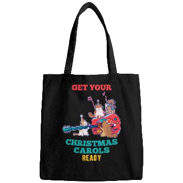 Discover Funny Guitar black cats Kitty Christmas Carol singing cats guitar Kitten Cat Bags