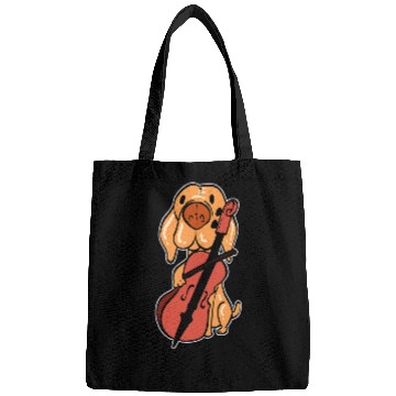 Discover Funny Cellist Dog Playing Cello Orchestra Member Bags