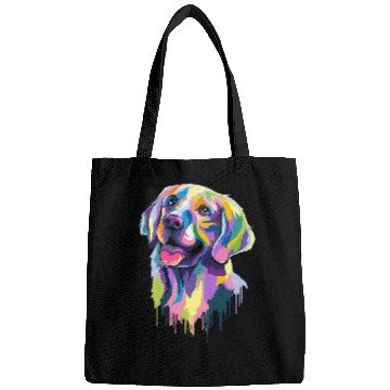 Discover Golden Retriever Pet Face Watercolor Colorful Pop Art Bags
