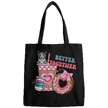 Discover Akita Pet Better Together Groovy Retro Valentines Day Dog Bags