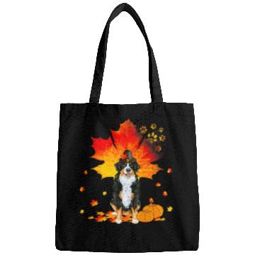Discover Bernese Mountain Pet Lover Autumn Leaf Fall Leaves Pumpkin Bags