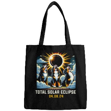 Discover Bernese Mountain Pet Howling At Solar Eclipse Bags