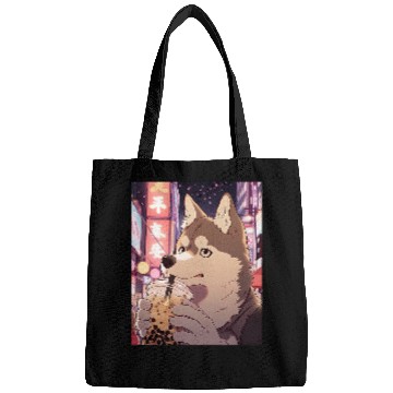 Discover Husky Pet Boba Bubble Tea Funny Dog Japan Bags
