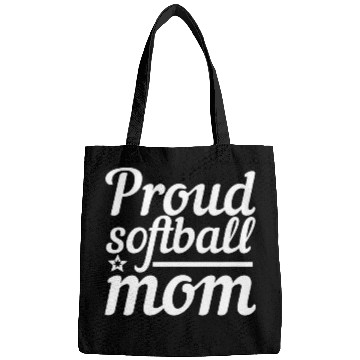 Discover Sport Softball Cute Cursive Proud Softball Mom All Star Design in White Bags