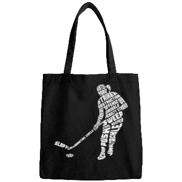 Discover Sport Hockey Field Hockey Typography Word Art Bags