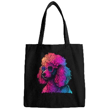 Discover Poodle Pet Synthwave 80s Retrowave Aesthetic Bags